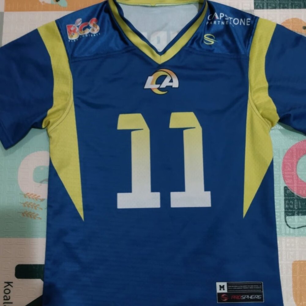 Youth medium LA Los Angeles Rams BCS flag football jersey